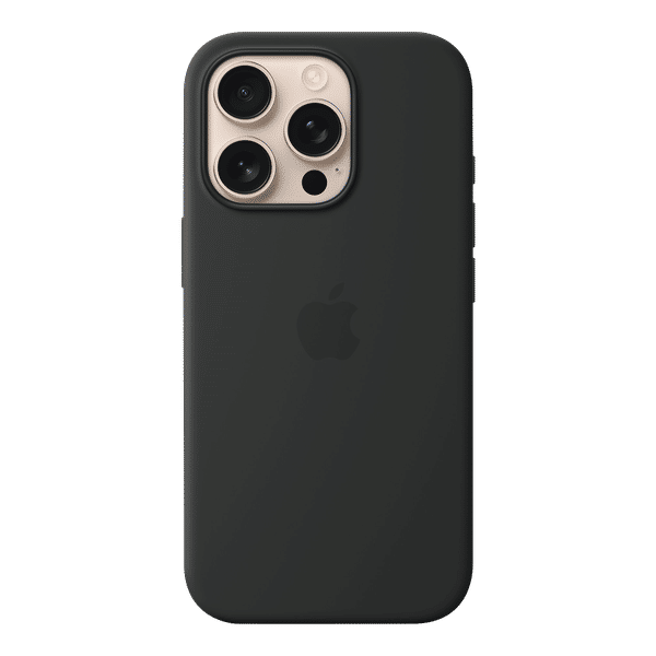 Apple Soft Silicone Back Cover for Apple iPhone 16 Pro (MagSafe Charging Support, Black)_1