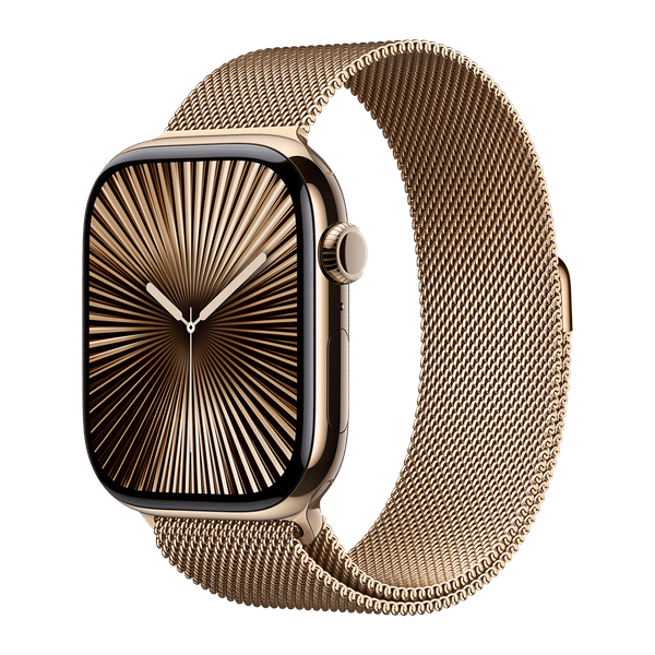 Apple Watch Series 10 GPS+Cellular with Milanese Loop - M/L (46mm Retina LTPO3 OLED Display, Gold Titanium Case)_1