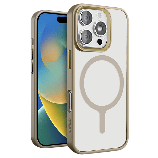 GRIPP Clarion Soft TPU & Polycarbonate Back Cover for Apple iPhone 16 Pro (MagSafe Compatible, Gold)_1