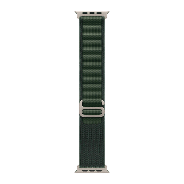 Apple Alpine Titanium, Polyester & Spandex Loop for Apple (44mm / 45mm / 46mm / 49mm, S) (Natural Titanium Finish, Dark Green)_1