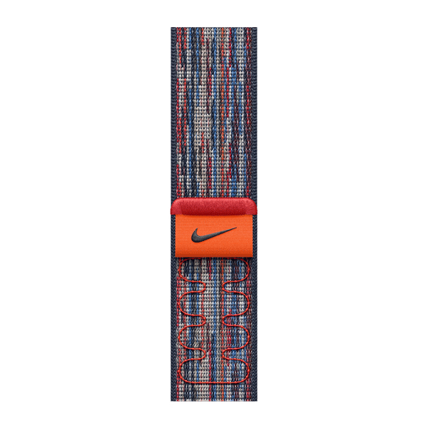Apple Nike Woven Nylon Sport Loop for Apple (44mm / 45mm / 46mm / 49mm) (Hook-and-Loop Fastener, Blue & Red)_1