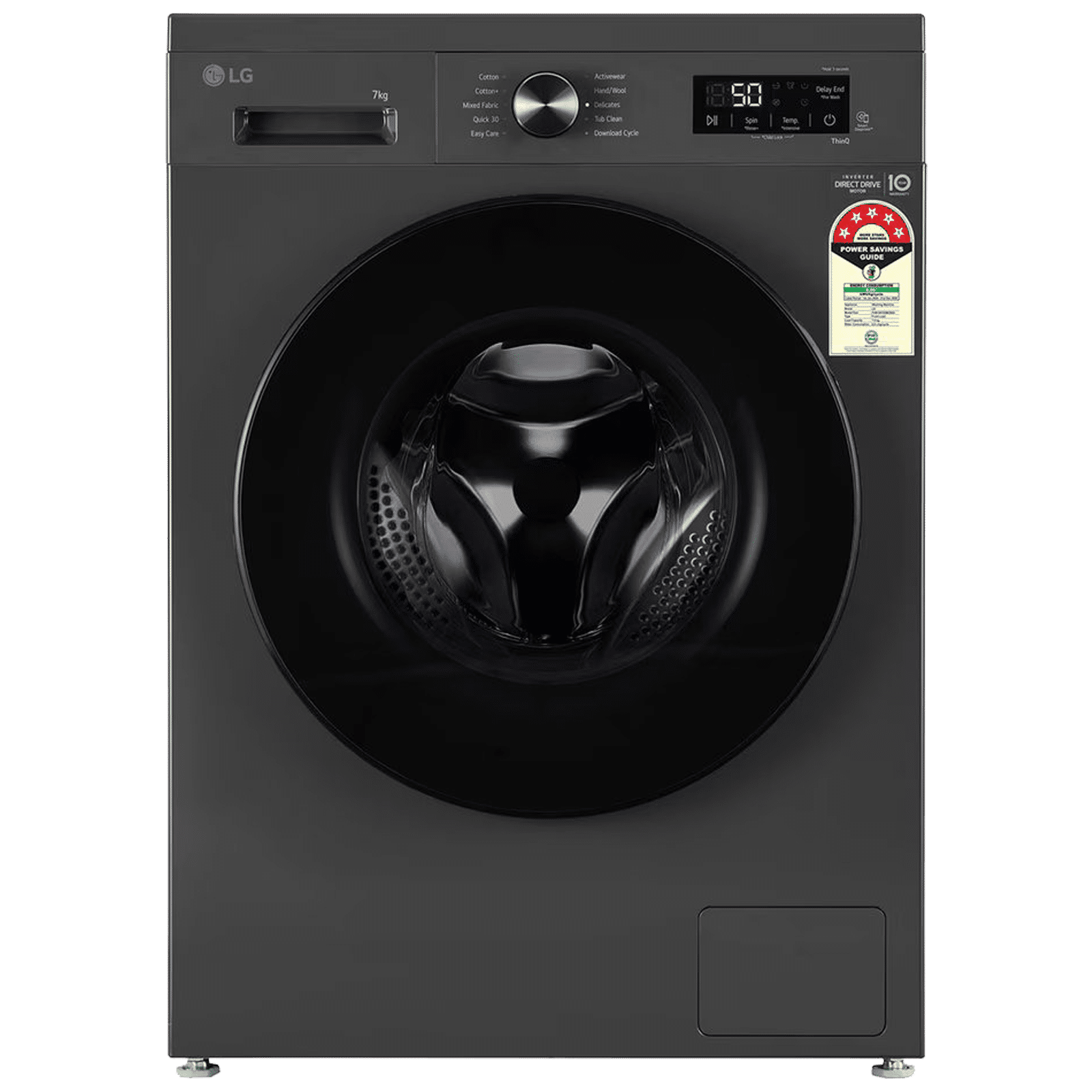 LG 7 kg 5 Star Wi-Fi Inverter Fully Automatic Front Load Washing Machine (FHB1207Z4M, Auto Restart, Middle Black)