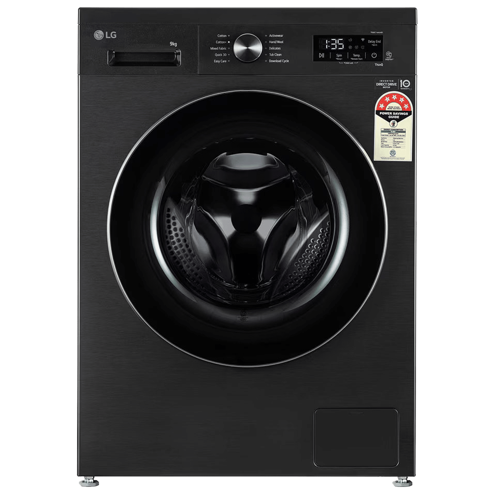 LG 9 kg 5 Star Wi-Fi Inverter Fully Automatic Front Load Washing Machine (FHB1209Z4B, Auto Restart, Platinum Black)