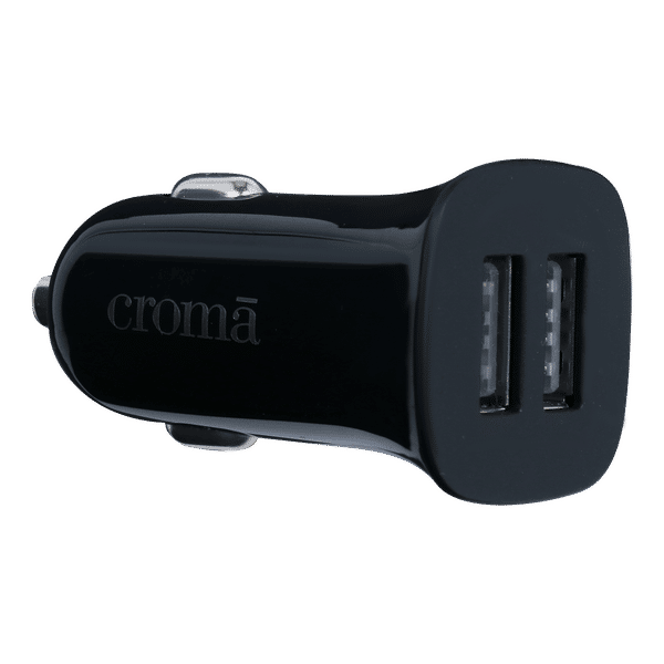 Croma 12 Watts 2 USB Ports Car Charging Adapter (Overcharging Protection, Black)_1