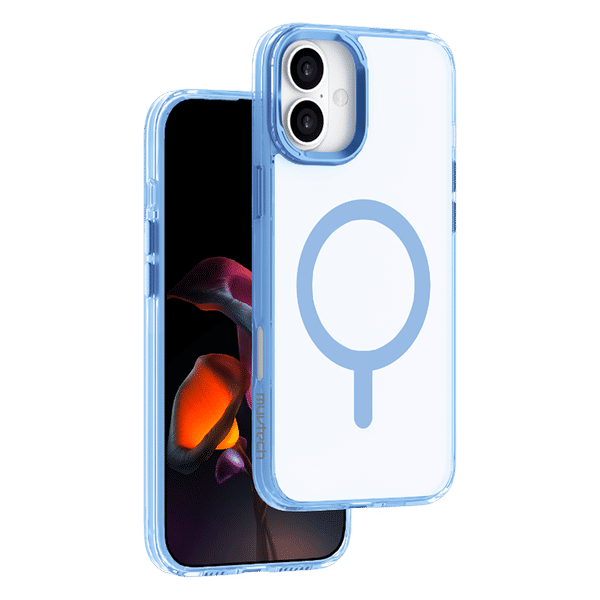 Muvtech PLYO SNAP TPU & Polycarbonate Back Cover for Apple iPhone 16 (Wireless Charging Compatible, Blue)_1