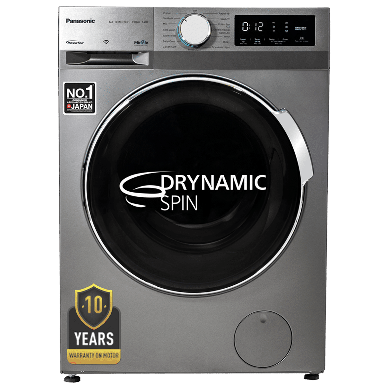 Panasonic 9 kg 5 Star Wi-Fi Fully Automatic Front Load Washing Machine (G17, NA-149MR2L01, In-built Heater, Dark Silver)