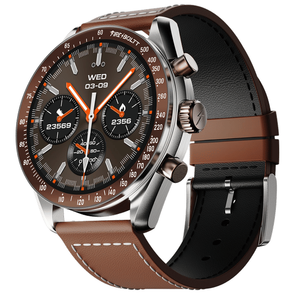 FIRE-BOLTT Moonwatch Smartwatch with Bluetooth Calling (36.3mm AMOLED Display, IP67 Water Resistant, Brown Strap)_1