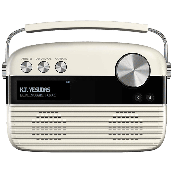 SAREGAMA Carvaan 6W Malayalam Portable Bluetooth Speaker (5000 Evergreen Songs, 2.0 Channel, Porcelain White)_1