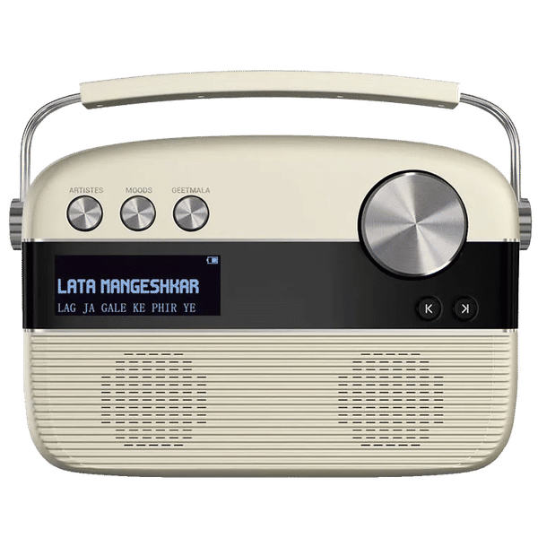 SAREGAMA Carvaan 6W Portable Bluetooth Speaker (5000 Pre Loaded Songs, Stereo Channel, White)_1