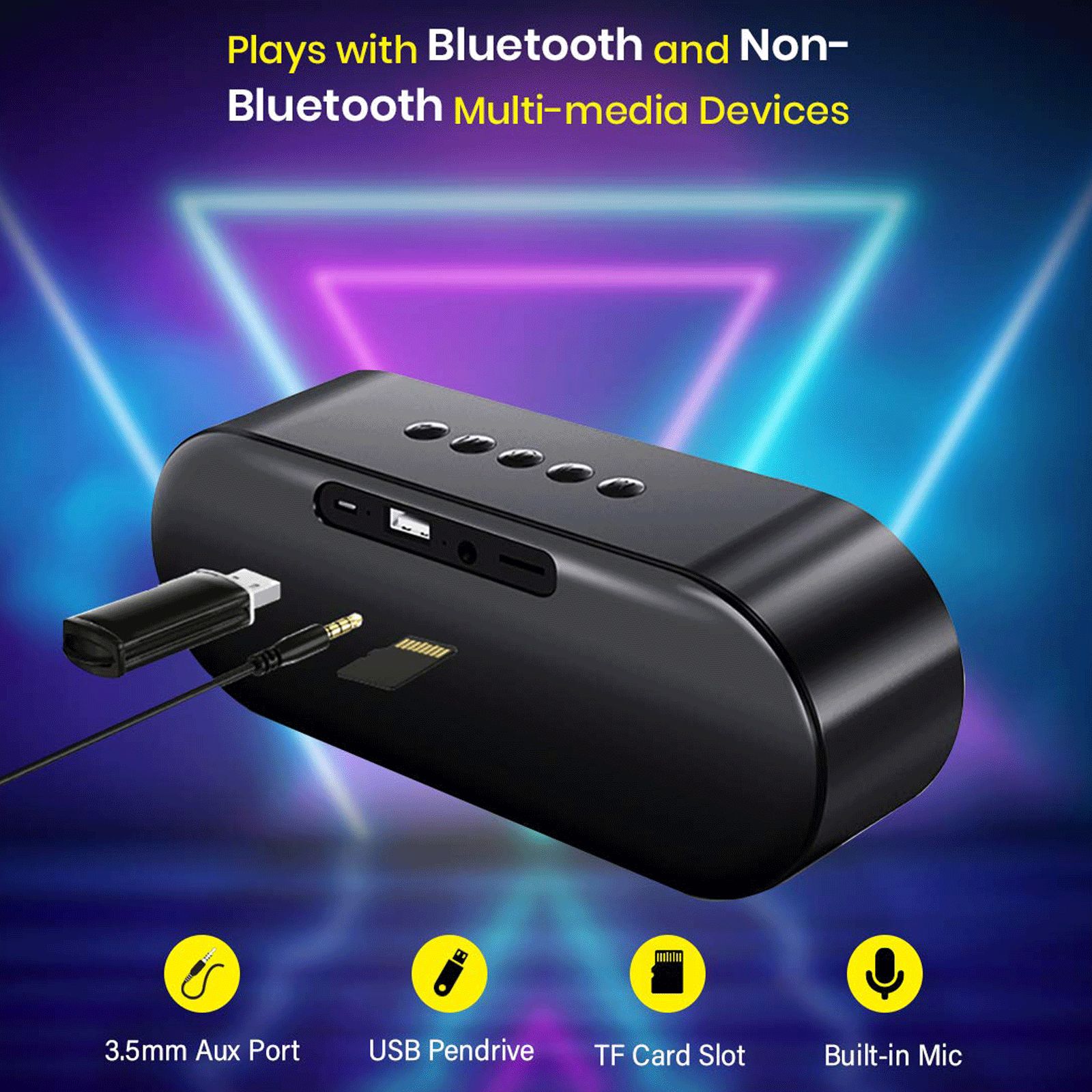 pTron Fusion 10W Portable Bluetooth Speaker (10 Hours Playtime, Black)_10
