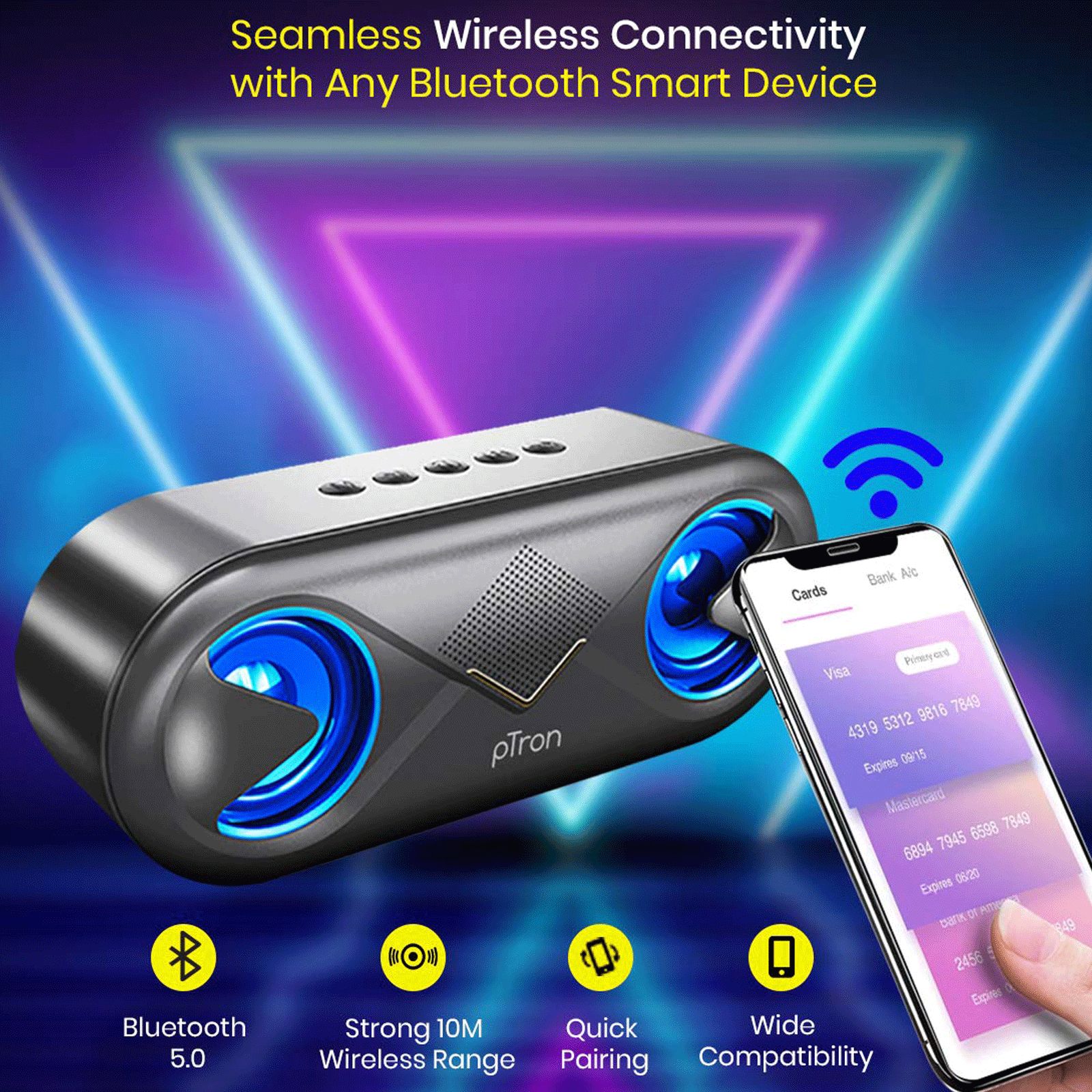 pTron Fusion 10W Portable Bluetooth Speaker (10 Hours Playtime, Black)_11
