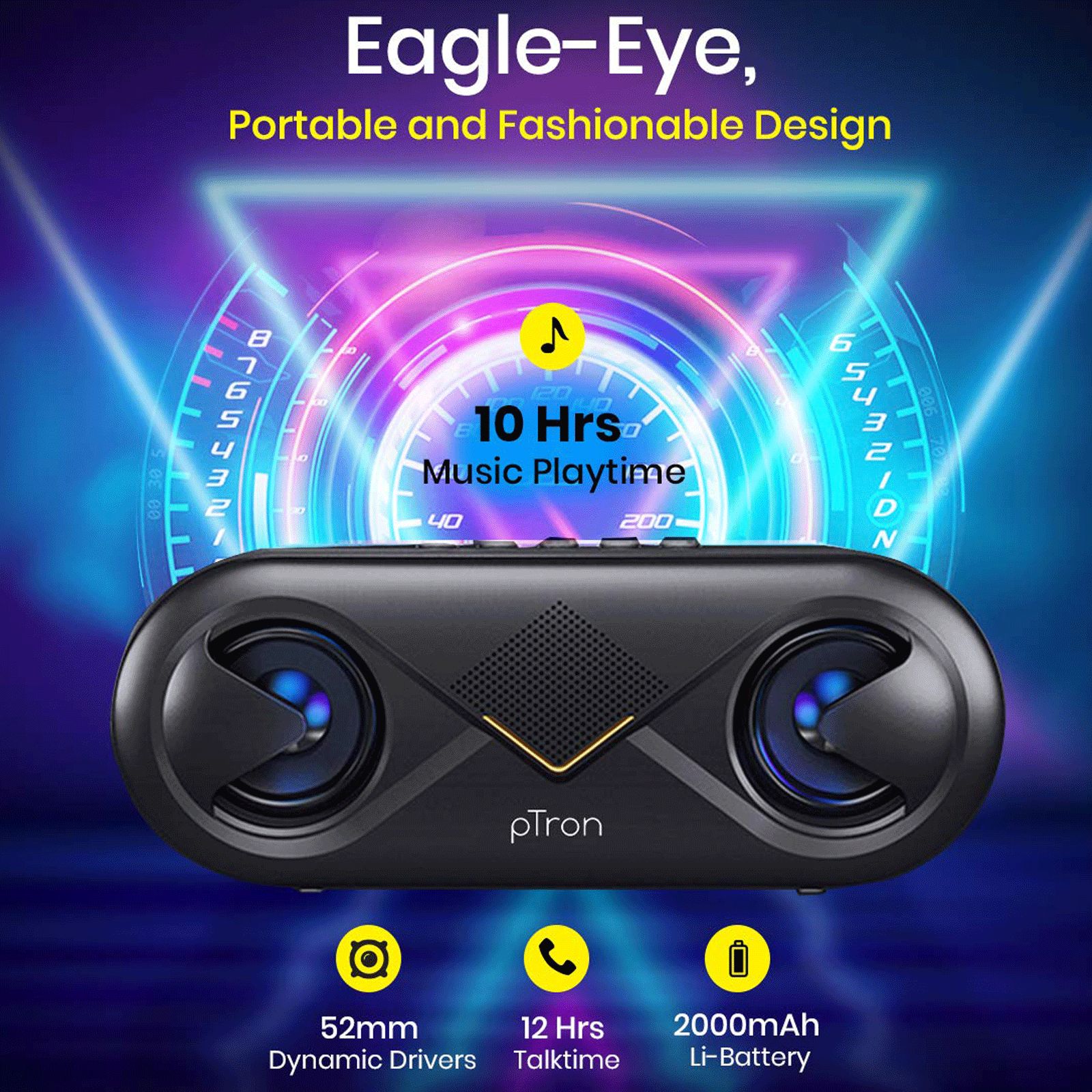 pTron Fusion 10W Portable Bluetooth Speaker (10 Hours Playtime, Black)_13
