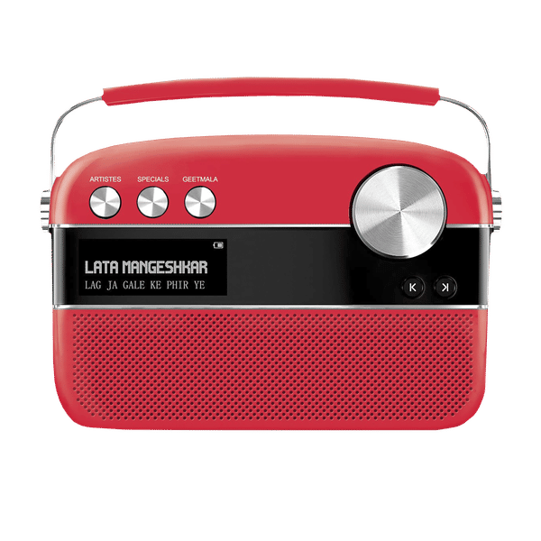SAREGAMA Carvaan Premium Pop 6W Portable Speaker (Pre-loaded 5000 Evergreen Hindi Songs, 2.0Channel, SC230, Coral Pink)_1