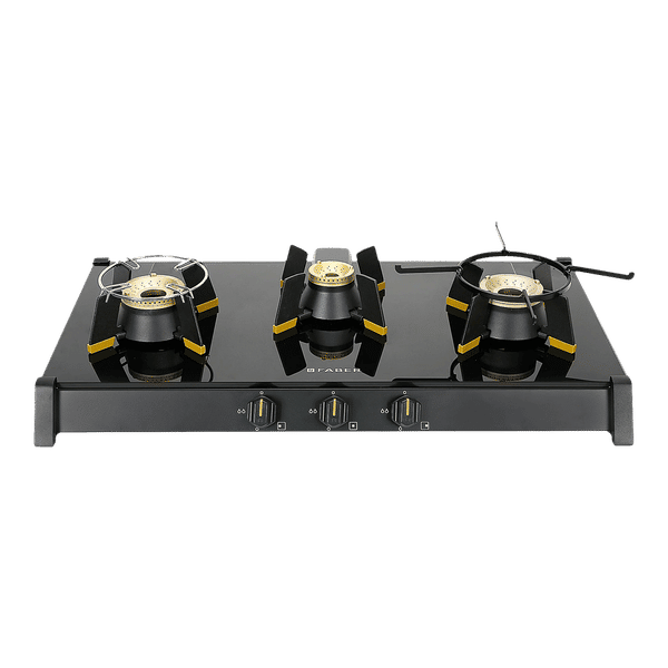 FABER GENIUS 753 AI Toughened Glass Top 3 Burner Manual Hob (Cast Iron Pan Support, Black)_1