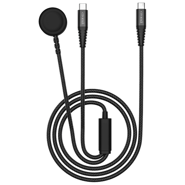 Croma Type C to Type C & Wireless Charging Pad 3.9 Feet (1.2M) 2-in-1 Cable (For Apple Watch, Black)_1