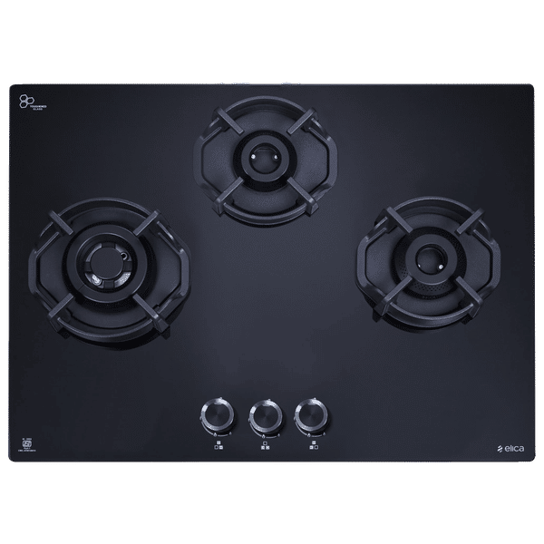 elica FLEXI HEXA 360 IND HD BRASS Glass Top 3 Burner Automatic Hob (Multi Flame Burner, Black)_1