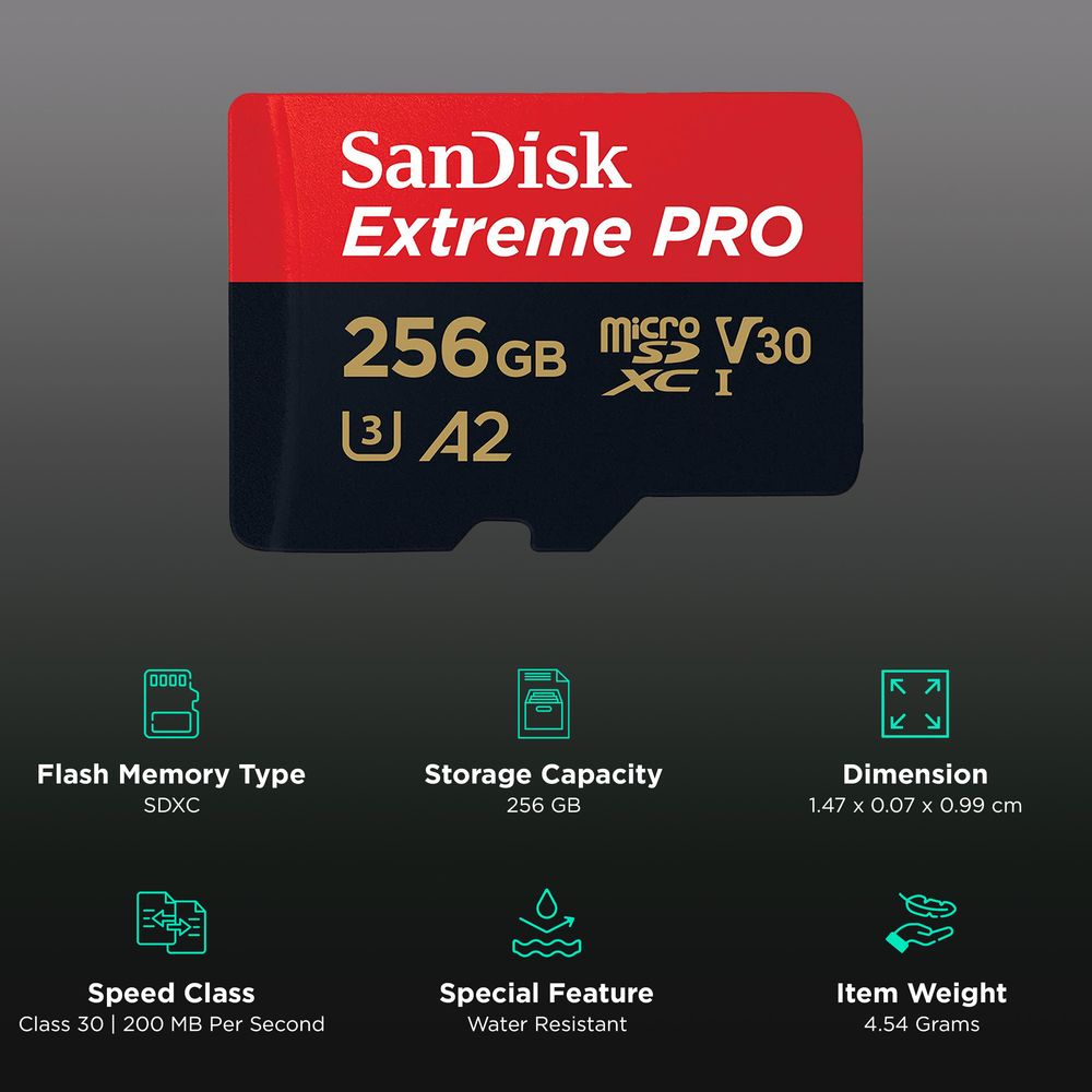 Buy SanDisk Extreme PRO MicroSDXC 256GB Class 3, Class 30 200MB/s ...