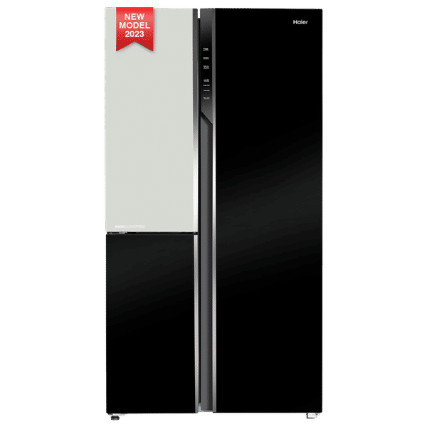 Haier 598 Litres 3 Star Frost Free Side by Side Refrigerator with Deo Fresh Technology (HRT-683KWG-P, Black & White)_1