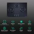 elica FLEXI HEXA 360 IND HD BRASS Glass Top 3 Burner Automatic Hob (Multi Flame Burner, Black)_3