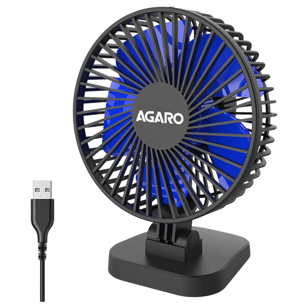 AGARO Breeze 3 Blade Rechargeable Personal Mini Fan (USB Powered, Black)_1