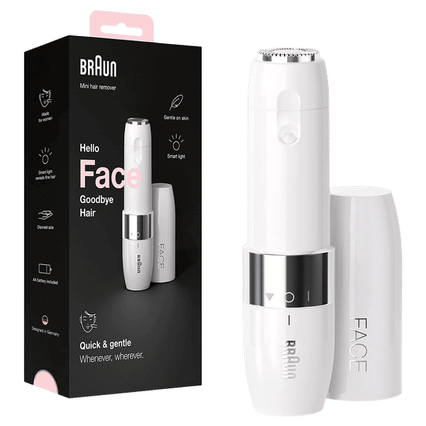 BRAUN FS1000 Cordless Wet & Dry Trimmer for Upper Lips, Chin & Cheeks for Women (With Smart light, White)_1