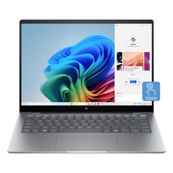HP OmniBook X 14-fe0121QU Snapdragon X Elite Touchscreen Thin & Light Laptop (16GB, 1TB SSD, Next-Gen Windows, 14 inch 2.2K IPS Display, MS Office 2021, Meteor Silver, 1.34 KG)_1
