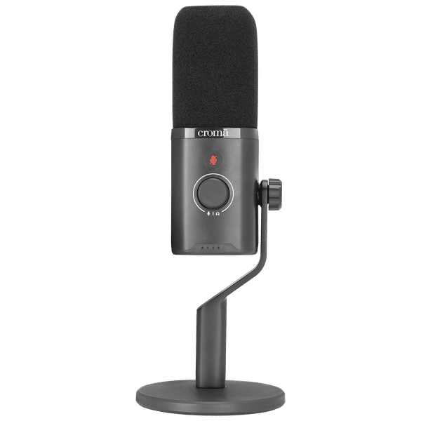 Croma USB, XLR & 3.5 Jack Wired Microphone with Touch Mute Button (Black)_1