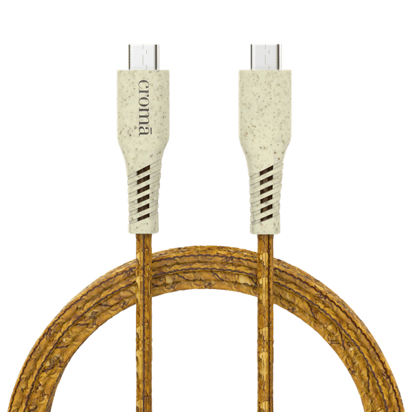 Croma Eco Type C to C 3.9 Feet (1.2M) Charging Cable (Biodegradable Material, Brown)_1