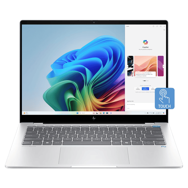 HP OmniBook X 14-fe1011QU Qualcomm Snapdragon X Plus Touchscreen Thin & Light Laptop (16GB, 512GB SSD, Windows 11 Home, 14 inch 2.2K IPS Display, MS Office 2021, Glacier Silver, 1.34 KG)_1