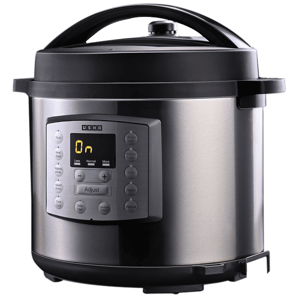 USHA iChef 6 Litre Electric Pressure Cooker with 10 Indian Preset Menu (Black)_1