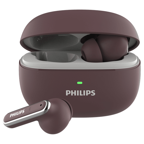PHILIPS 1000 Series TWS Earbuds with Active Noise Cancellation (13mm Driver, Red Mahogany)_1