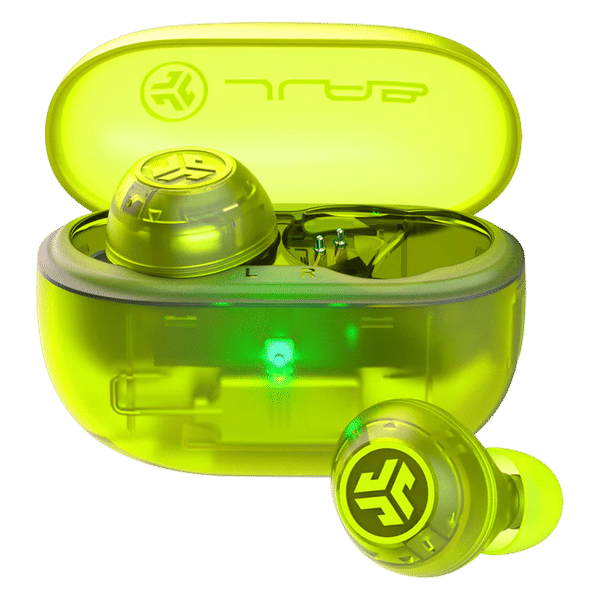 JLAB Go Pop ANC TWS Earbuds with Active Noise Cancellation (IP55 Sweat and Splashproof, Google Fast Pair, Transparent Neon Green)_1