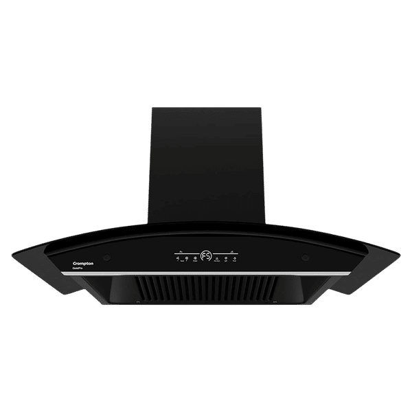 Crompton QuietPro 90cm 1420m3/hr Ductless Auto Clean Wall Mounted Chimney with Touch Control Panel (Midnight Black)_1