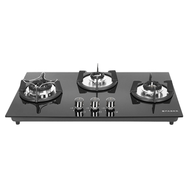 FABER Superia HT763 BR AI Toughened Glass Top 3 Burner Automatic Gas Hob (Multi-Directional Nozzle, Black)_1