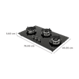 FABER Superia HT763 BR AI Toughened Glass Top 3 Burner Automatic Gas Hob (Multi-Directional Nozzle, Black)_2