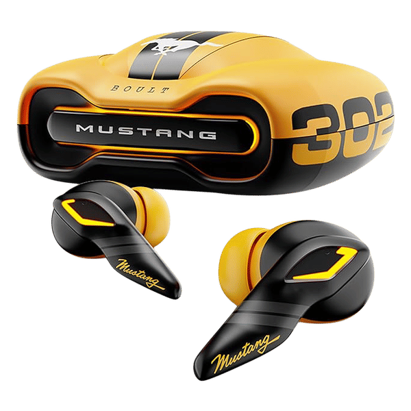BOULT AUDIO Mustang Torq FGTW196YLW TWS Earbuds with Environmental Noise Cancellation (IPX5 Water Resistant, Lightning Boult Fast Charging, Yellow)_1