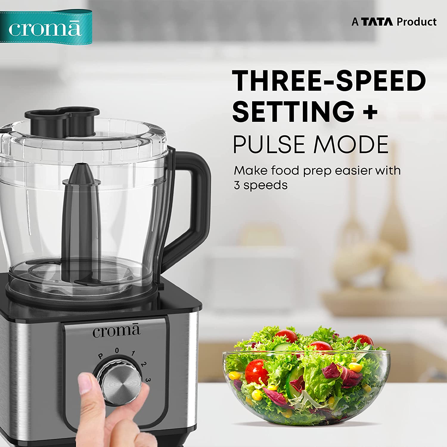 Croma 1000 Watt Food Processor with 2 Blades (Silver/Black)_8
