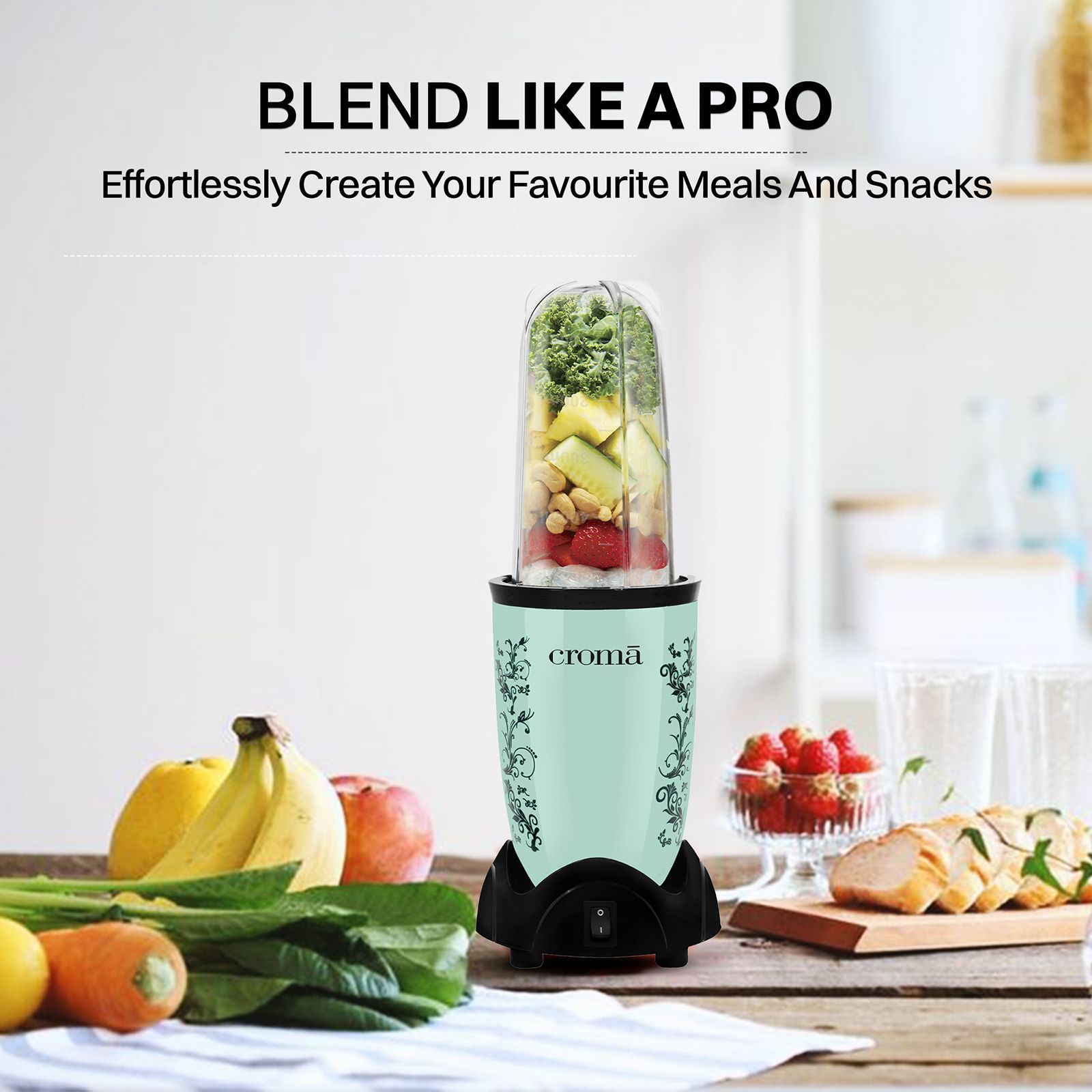 Croma Personal 450 Watt 3 Jars Blender (3 Speed Control, Teal Green) Croma Personal 450 Watt 3 Jars Blender (3 Speed Control, Teal Green)_13