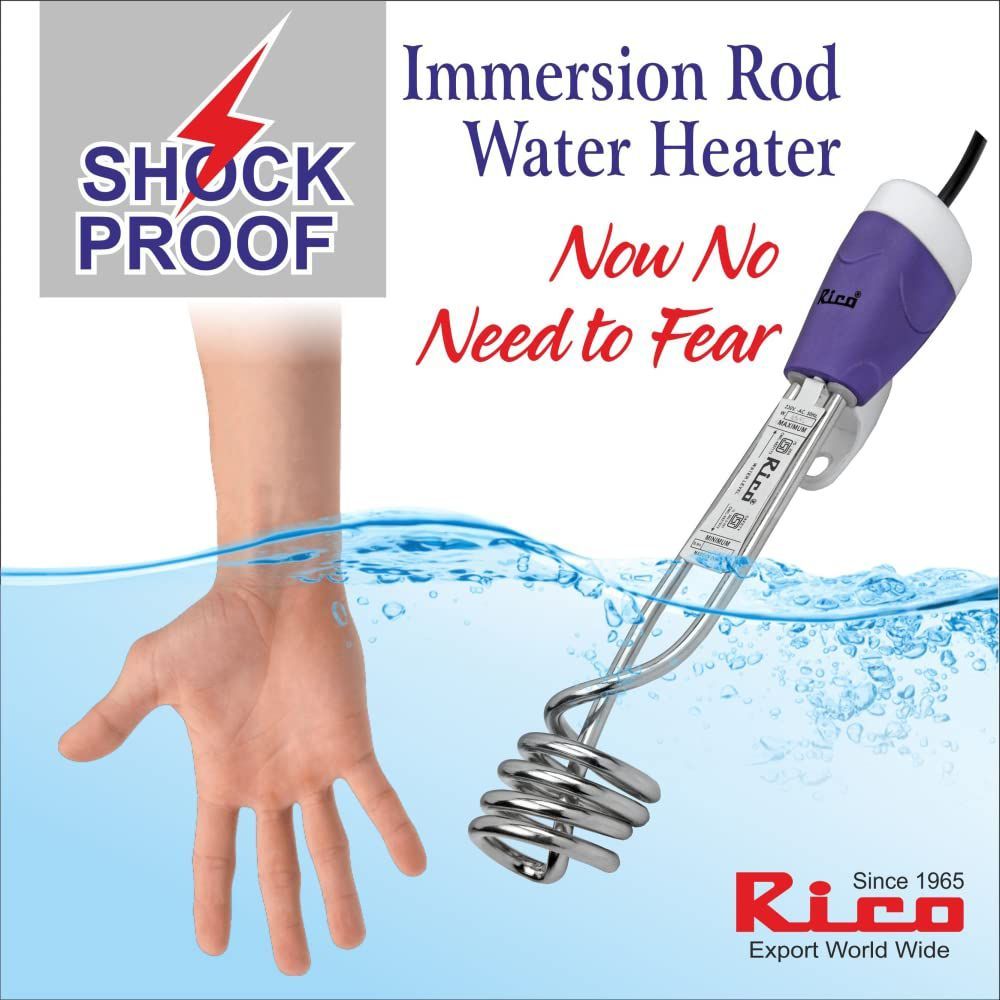 Rico 1500W Shockproof Immersion Rod with Quick Heat Technology (ISI Marked, Purple)_6