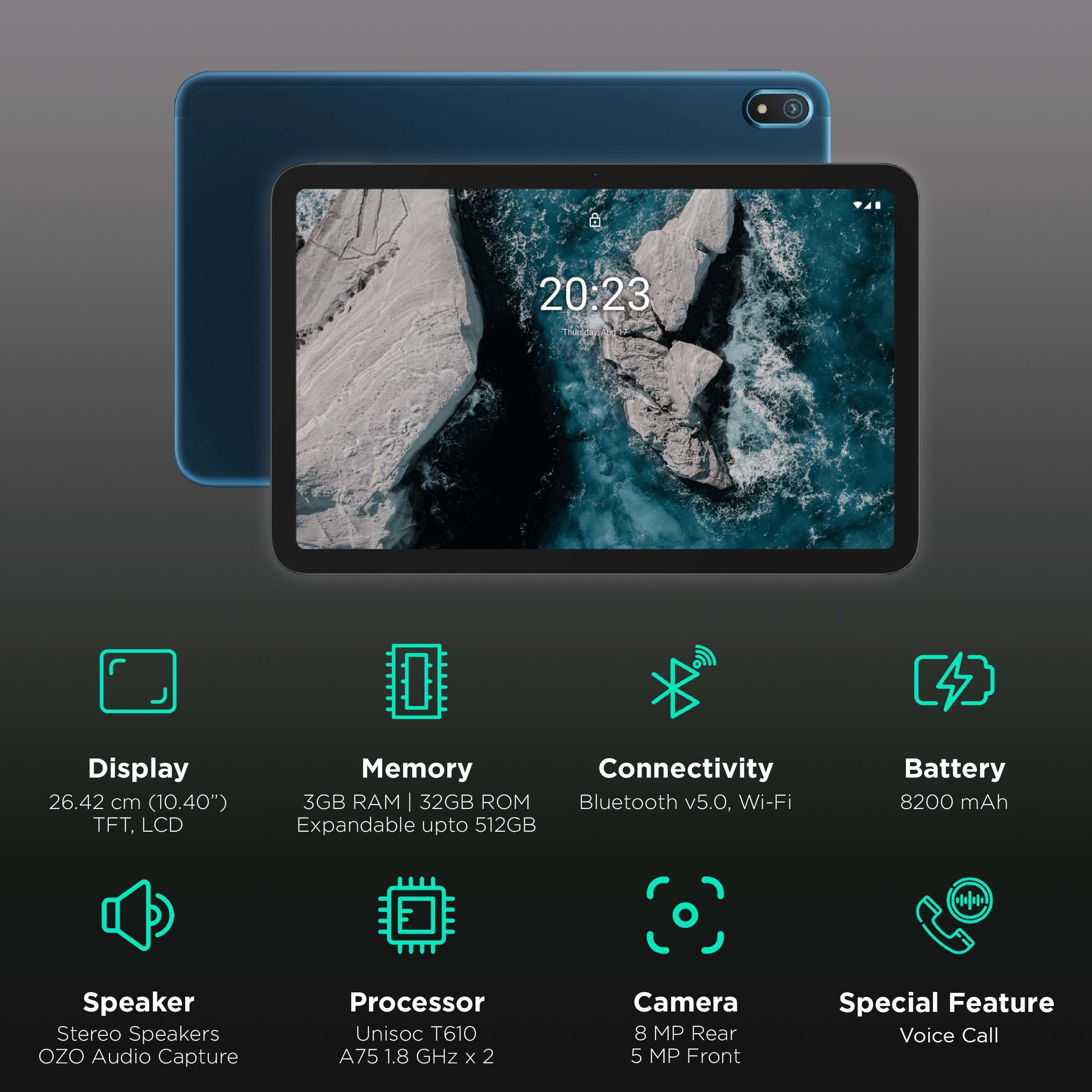 NOKIA T20 Wi-Fi Android Tablet (10.4 Inch, 3GB RAM, 32GB ROM, Blue)_3