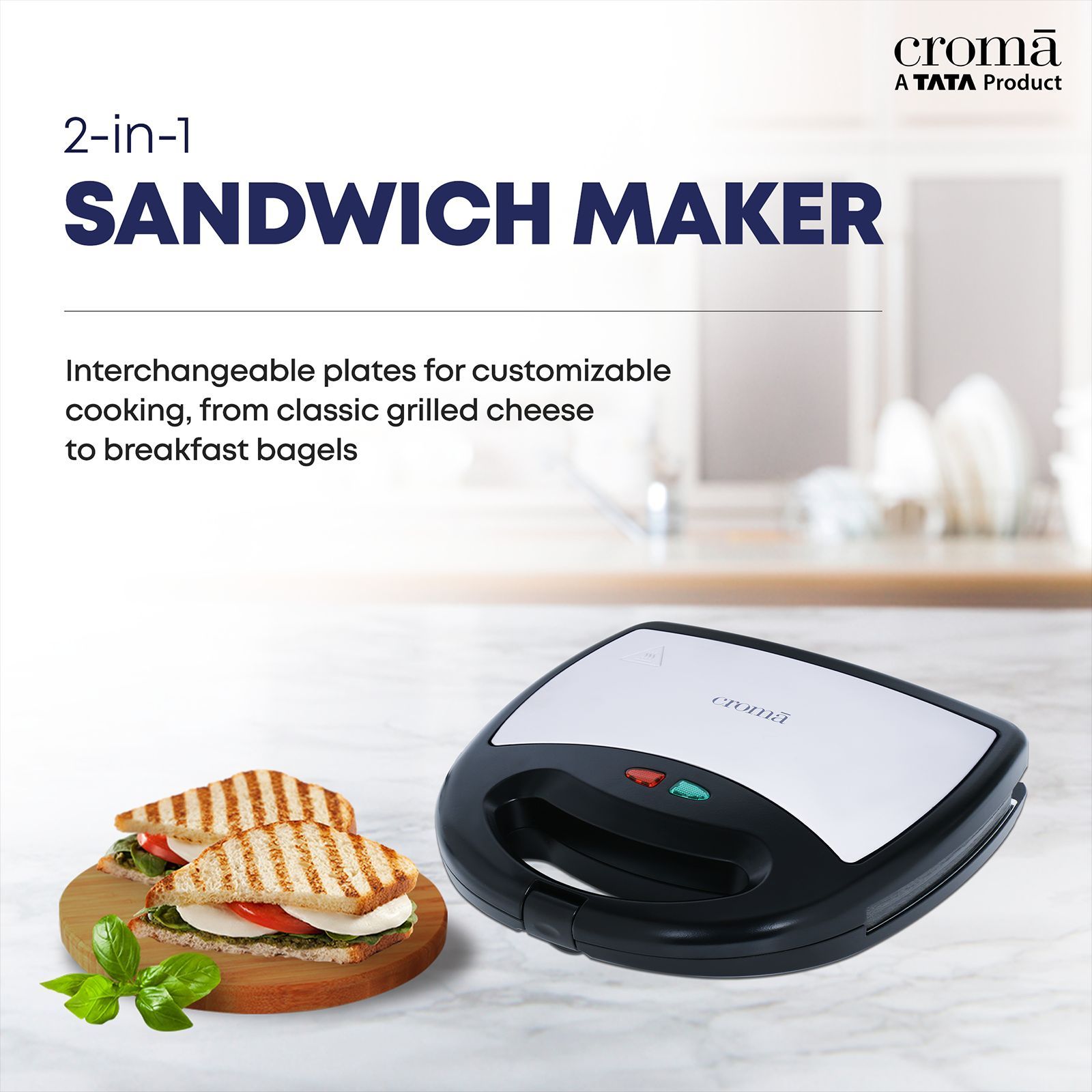 Croma 750W 2 Slice 2-in-1 Sandwich Maker with Cool Touch Handle (Black) Croma 750W 2 Slice 2-in-1 Sandwich Maker with Cool Touch Handle (Black)_10