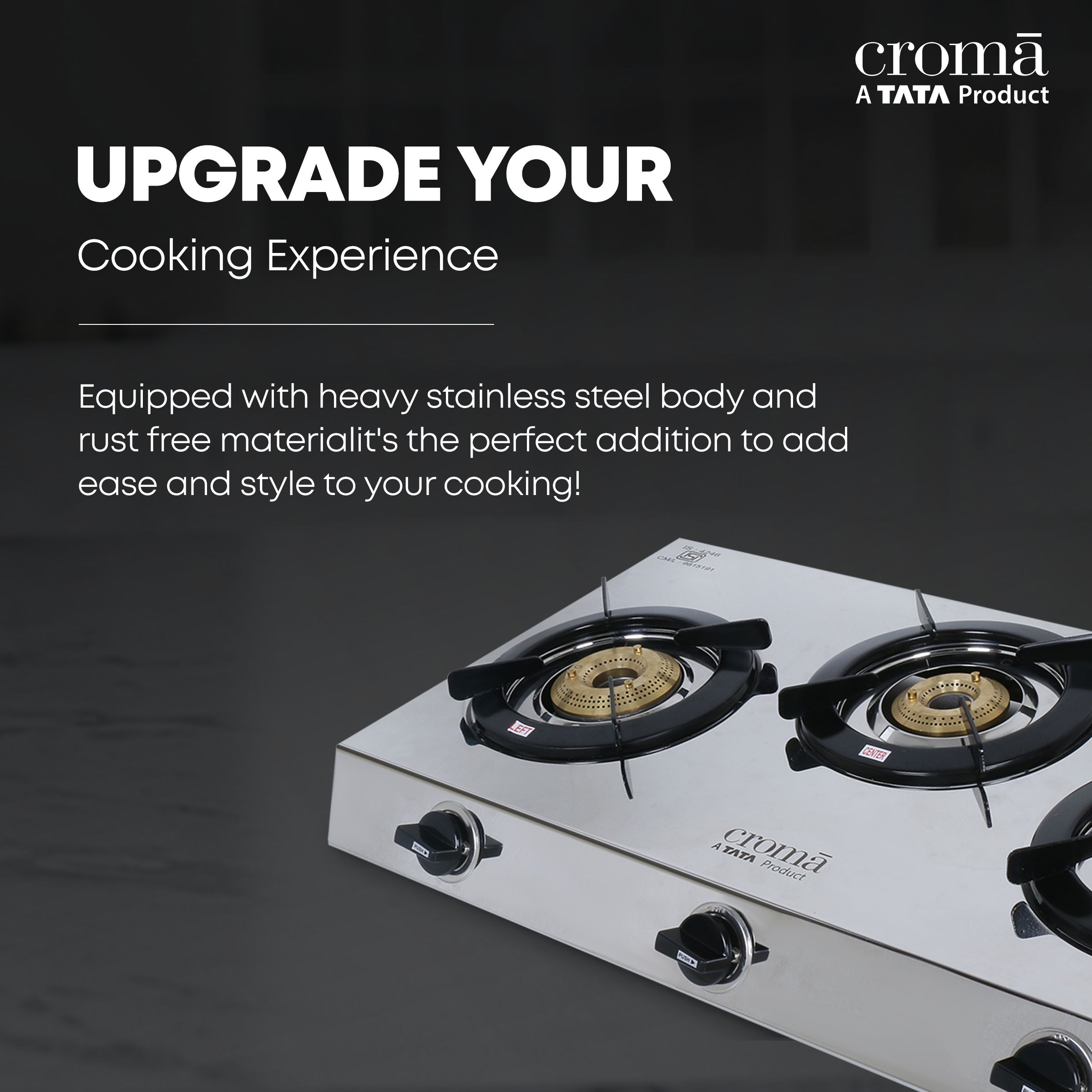 Croma 3 Burner Manual Gas Stove (Stainless Steel, Silver)_10