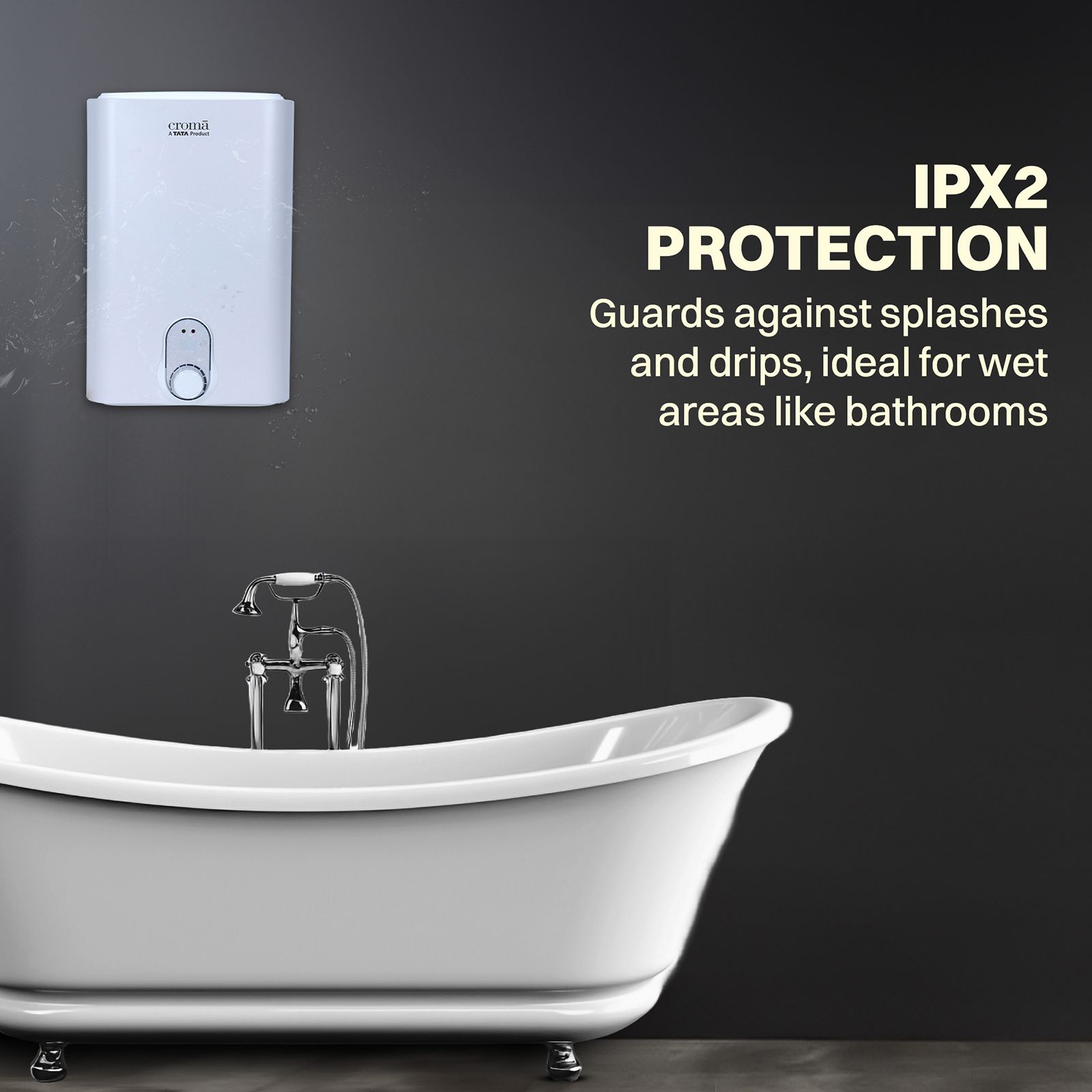 Croma 15 Litres 5 Star Vertical Storage Water Geyser with Copper Heating Element (White)_15