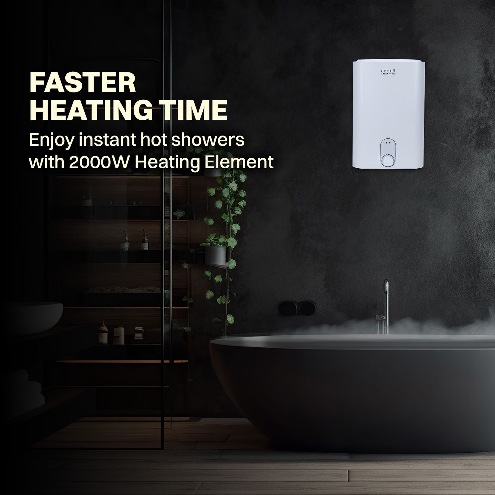 Croma 15 Litres 5 Star Vertical Storage Water Geyser with Copper Heating Element (White)_16