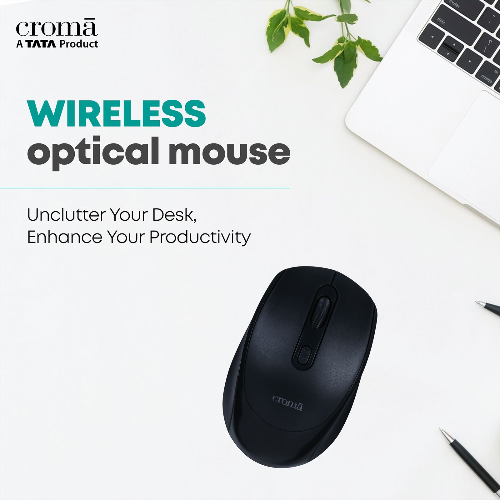 Croma 2.4 GHz Wireless Optical Mouse (Variable DPI Up to 1600, Compact & Lightweight Design, Black)_11