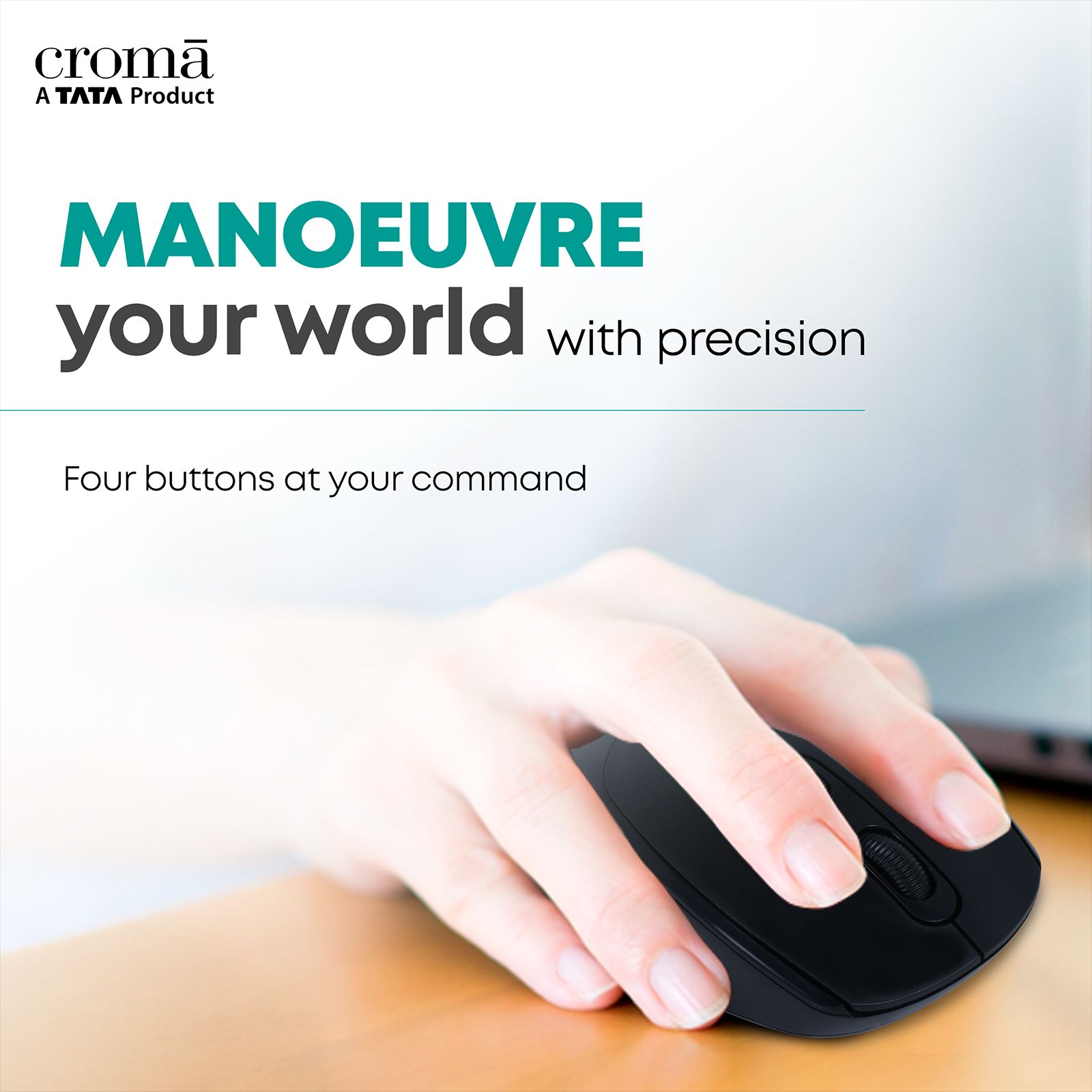 Croma 2.4 GHz Wireless Optical Mouse (Variable DPI Up to 1600, Compact & Lightweight Design, Black)_14