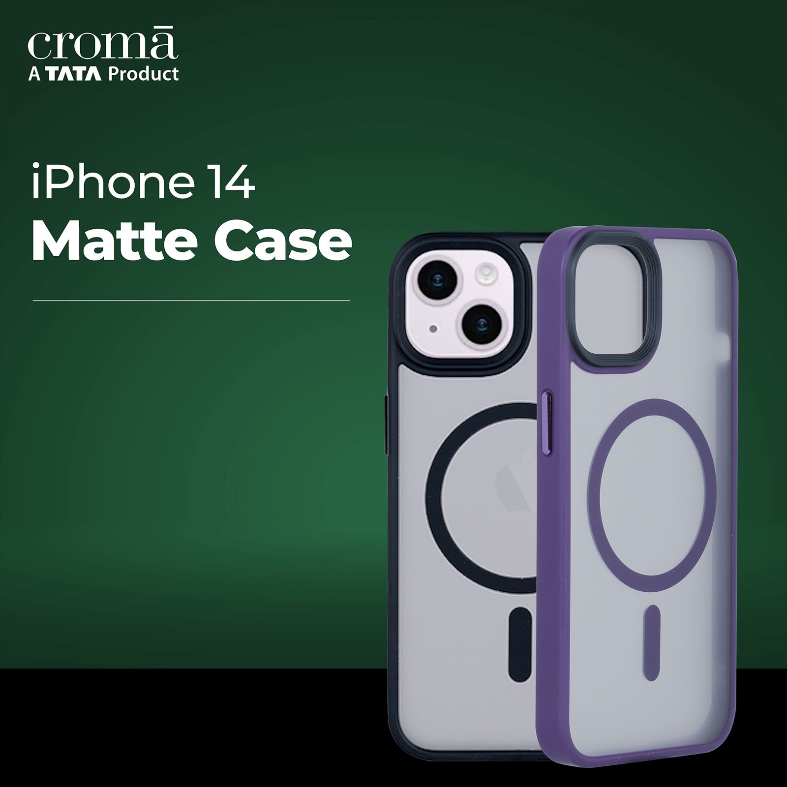 Croma Polycarbonate & TPU Matte Back Case for Apple iPhone 14 (Apple Compatible, Black)_6