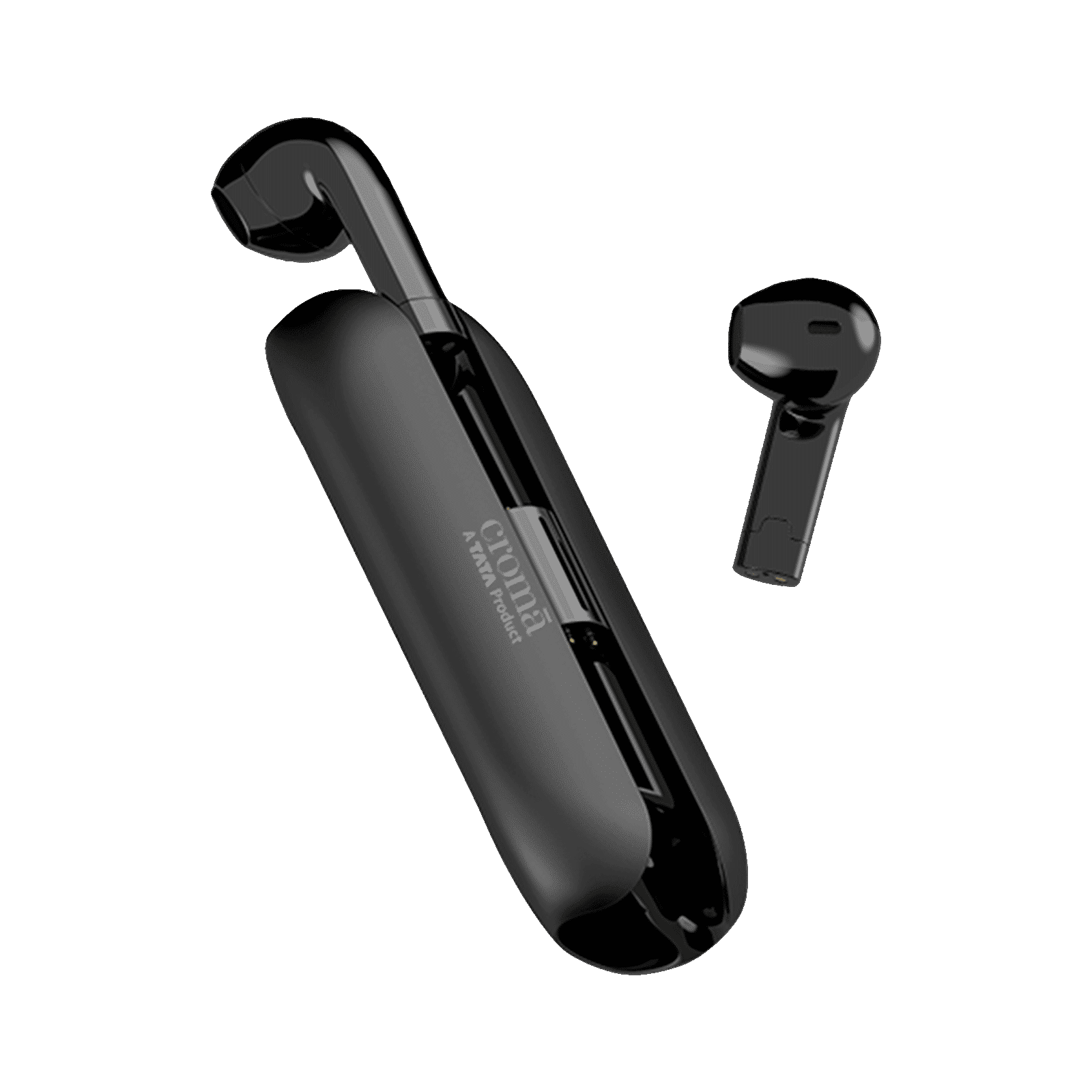 Croma Sliding TWS Earbuds with Passive Noise Cancellation (IPX4 Waterproof, 30 Hours Playback Time, Black)_1