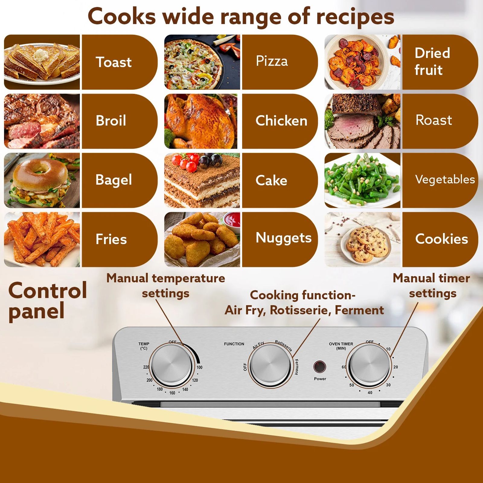 AGARO Regal 14L 1700 Watt Air Fryer with 360 Degree Hot Air Circulation Technology (Silver)_3