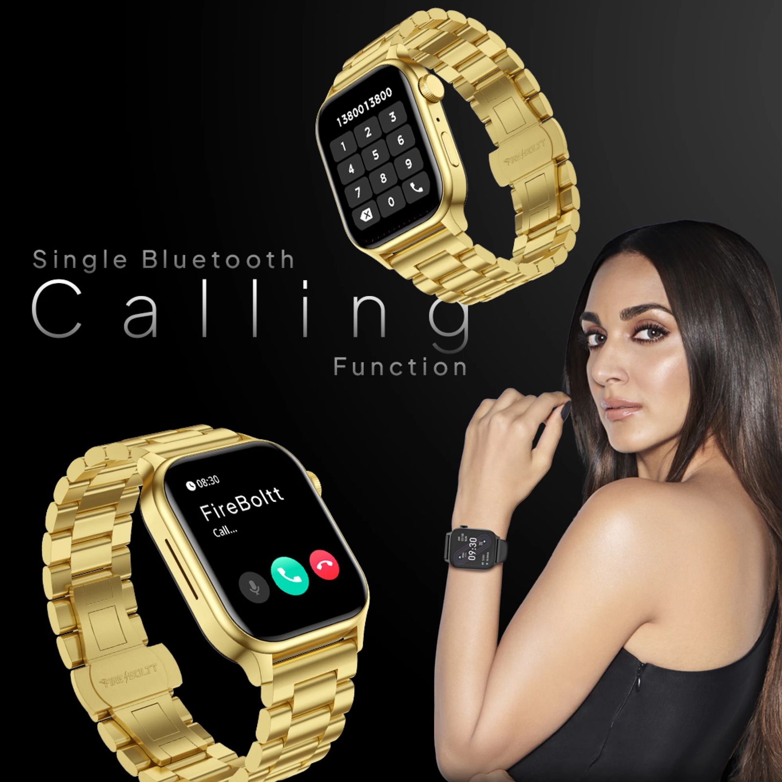 FIRE-BOLTT Rise Luxe Smartwatch with Bluetooth Calling (47mm LCD Display, IP67 Water Resistant, Gold Strap)_8